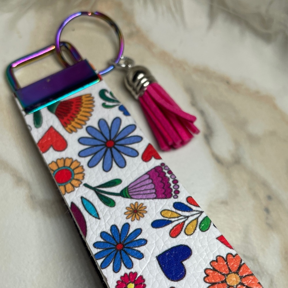 Pink And Purple Keychain Key Fob Wristlet Toggle For Backpack - Picture 5 of 7